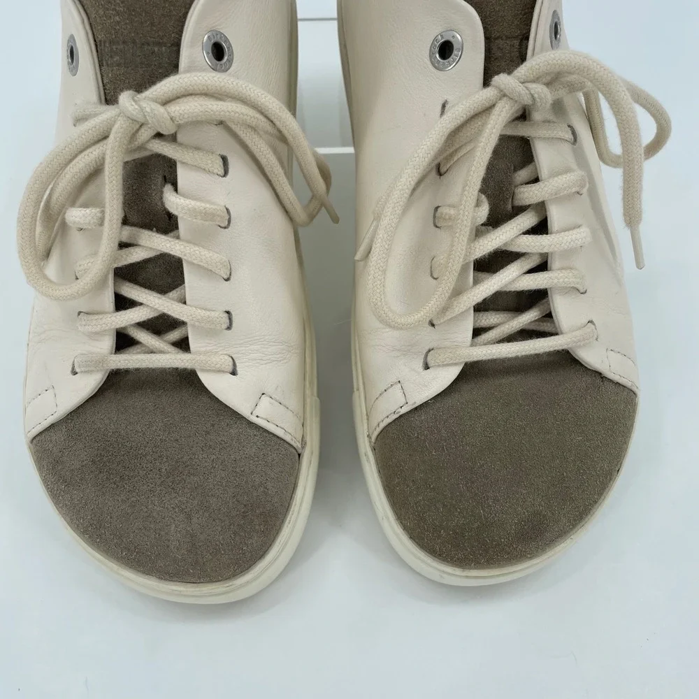 Birkenstock Womens Bend Low Sneaker Size 37 US 6 Eggshell Taupe Leather Nubuck‎